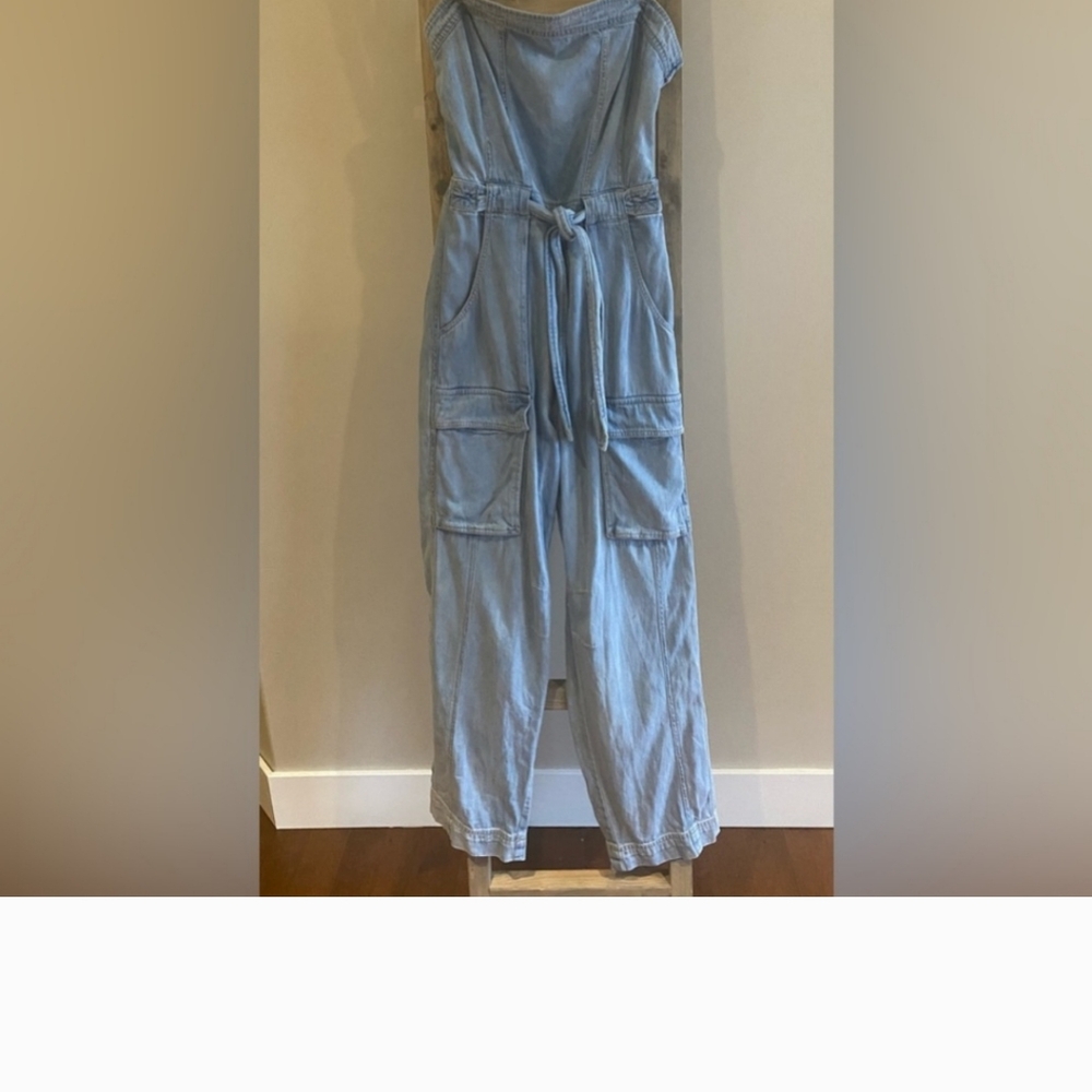 Free people Go West Denim Jumpsuit